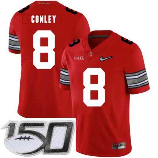 Ohio State Buckeyes 8 Gareon Conley Red Diamond Nike Logo College Football Stitched 150th Anniversary Patch Jersey